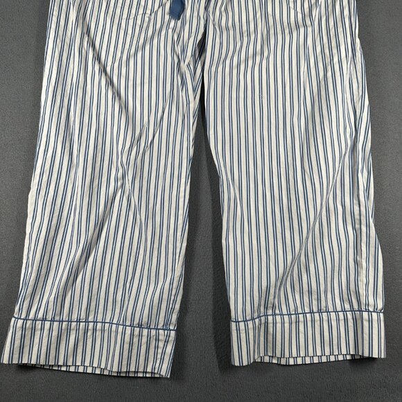 Lake L Poplin Chloe Pajama Set Seaport Shoreline Stripe Blue White 2 Pc Cotton - Picture 10 of 15